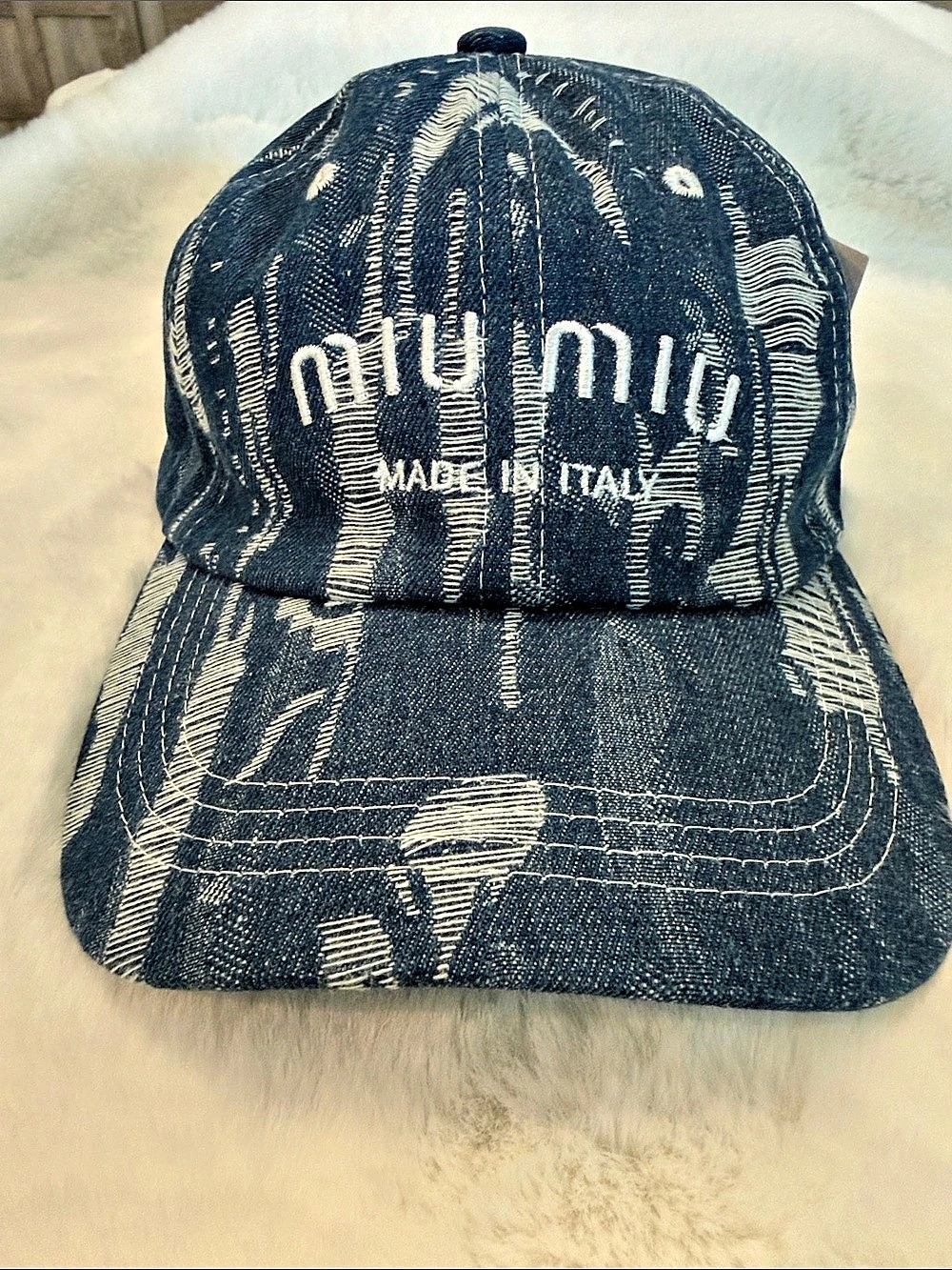 NWOT Denim Baseball Cap Blue & White